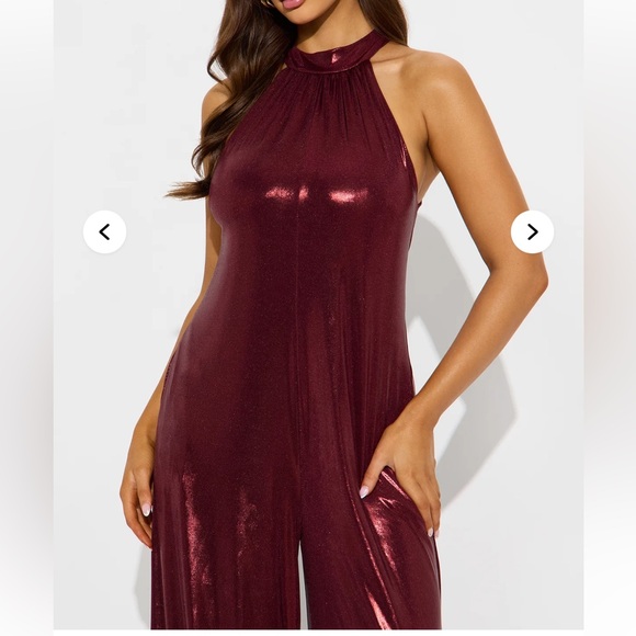 Elegant Burgundy Jumpsuit - Picture 2 of 4